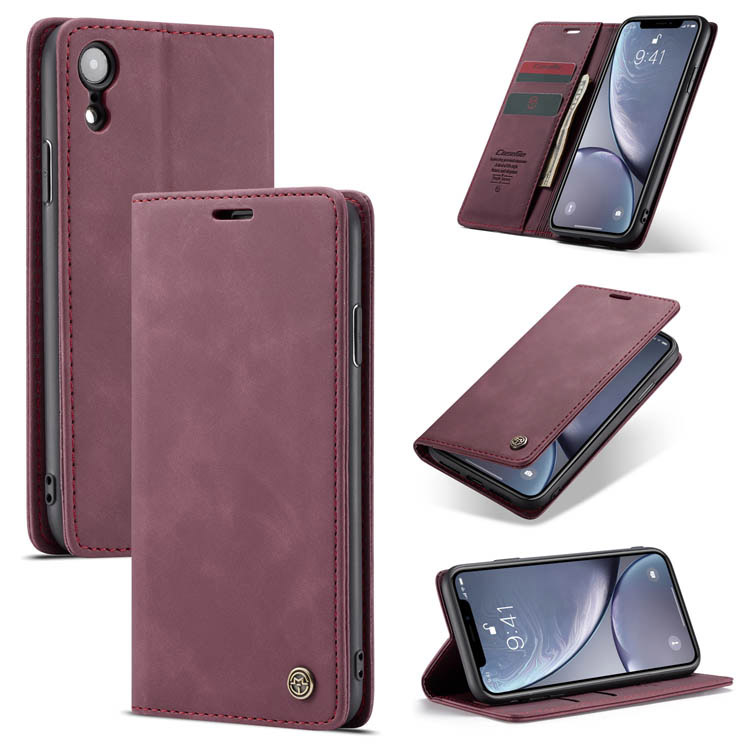 CaseMe iPhone XR Wallet Kickstand Magnetic Flip Case Red