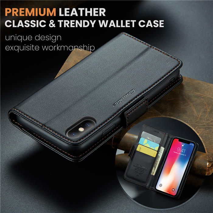 CaseMe iPhone XS Max Wallet RFID Blocking Magnetic Buckle Case