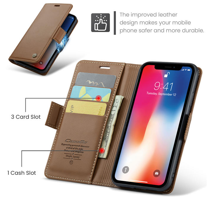 CaseMe iPhone XS Max Wallet RFID Blocking Magnetic Buckle Case