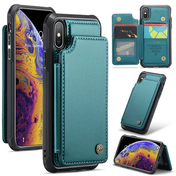 CaseMe iPhone XS Max RFID Blocking Card Holder Case Green - Click Image to Close
