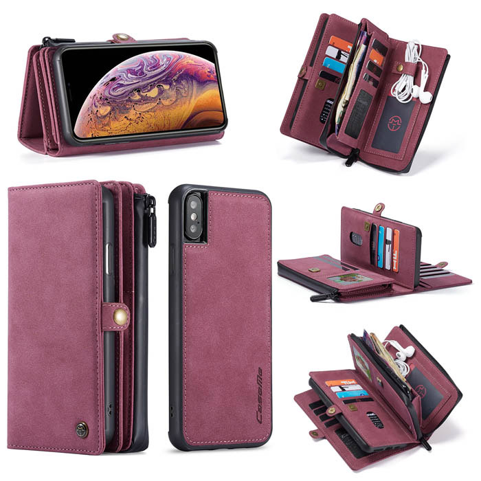 CaseMe iPhone XS/X Multi-Functional Zipper Wallet Case Red