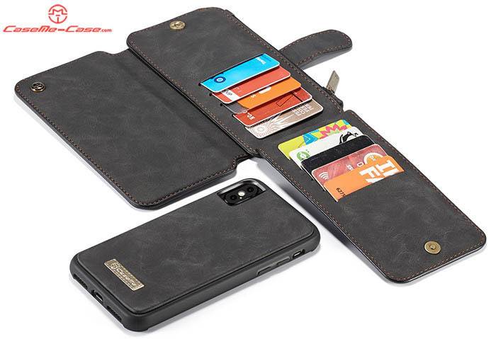 CaseMe iPhone Xs Max Zipper Wallet Magnetic Detachable 2 in 1 Folio Flip Case