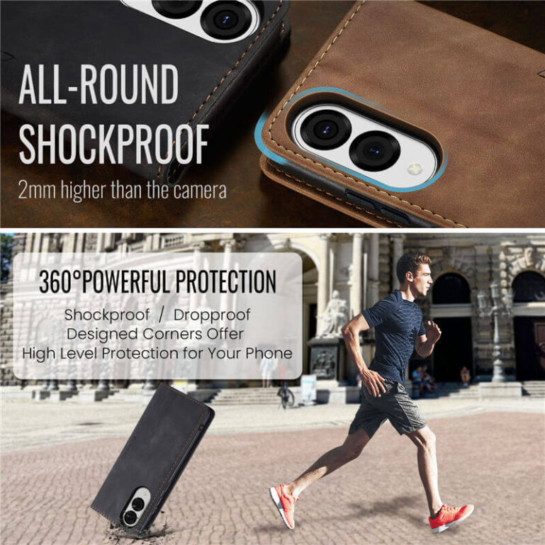 CaseMe Galaxy S25 Edge Wallet Suede Leather Case – Classic Magnetic Closure with Card Slots, Foldable Stand & Durable TPU Bumper – Stylish and Functional for Women & Men