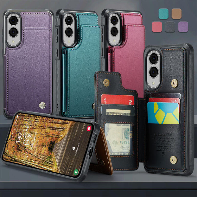 CaseMe Samsung Galaxy S25 Edge Wallet Case with RFID Blocking – 5 Card Slots, Kickstand & Magnetic Closure, PU Leather Protective Cover