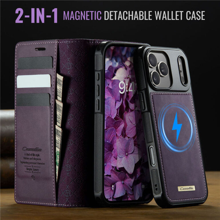 Dark Brown IPhone 13 Pro Max, Magsafe Brown Genuine Leather IPhone Case Designer, Leather Wallet Case, Magnetic Flip Cover With Card Holder