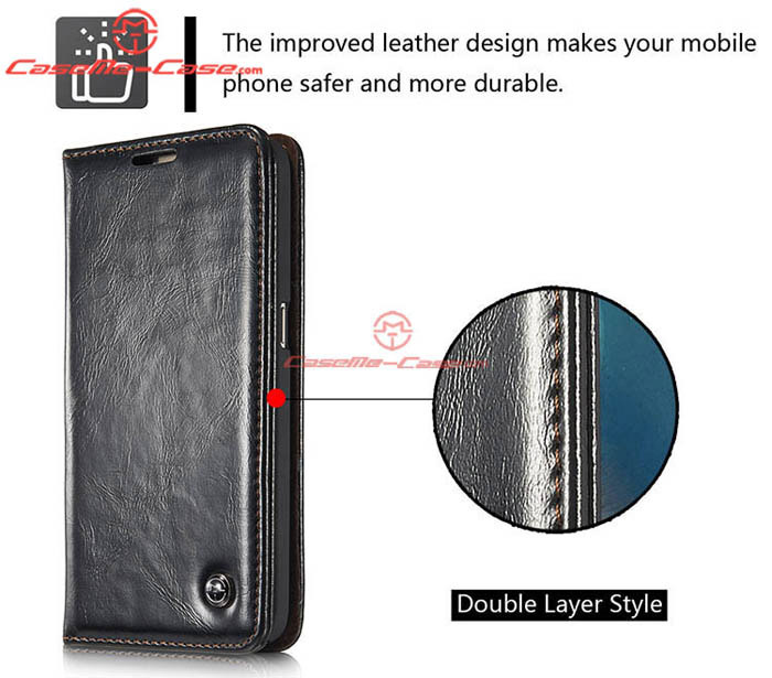 CaseMe Samsung Galaxy S7 Magnetic Flip Leather Wallet Case Black