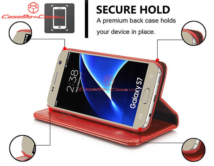 CaseMe Samsung Galaxy S7 Magnetic Flip Leather Wallet Case Red
