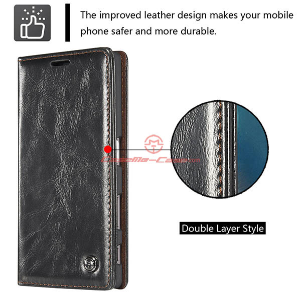 CaseMe Sony Xperia Z5 Magnetic Flip Leather Wallet Case Black