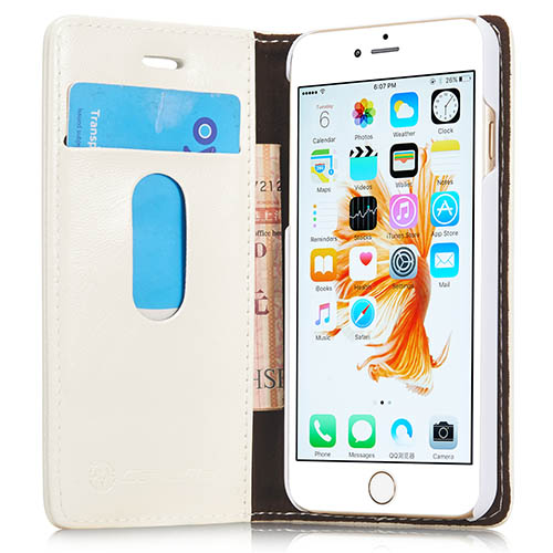 CaseMe iPhone 6 Magnetic Flip Leather Wallet Case White