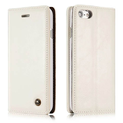CaseMe iPhone 8 Magnetic Flip Leather Wallet Case White