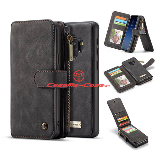 CaseMe Samsung Galaxy S9 Zipper Wallet 2 in 1 Case Black