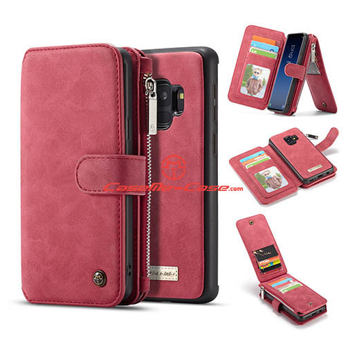 CaseMe Samsung Galaxy S9 Zipper Wallet 2 in 1 Case Red