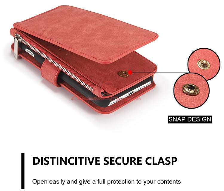 CaseMe iPhone 8 Plus Zipper Wallet Detachable 2 in 1 Flip Case