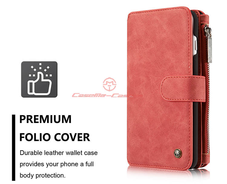 CaseMe iPhone 8 Plus Zipper Wallet Detachable 2 in 1 Flip Case