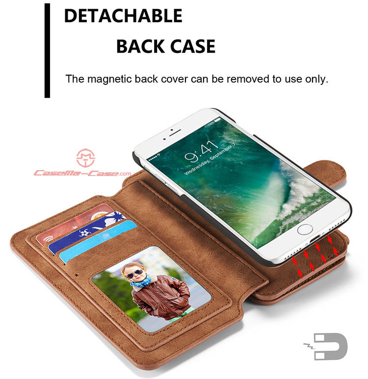 CaseMe iPhone 8 Zipper Wallet Detachable 2 in 1 Flip Case