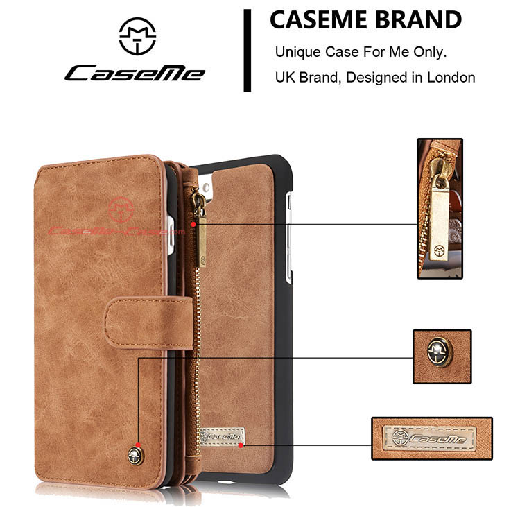 CaseMe iPhone 8 Zipper Wallet Detachable 2 in 1 Flip Case