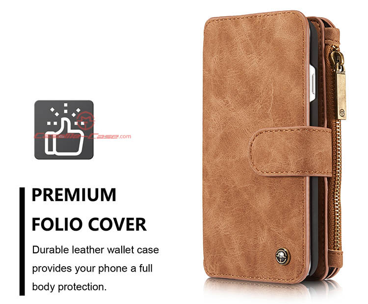 CaseMe iPhone 8 Zipper Wallet Detachable 2 in 1 Flip Case