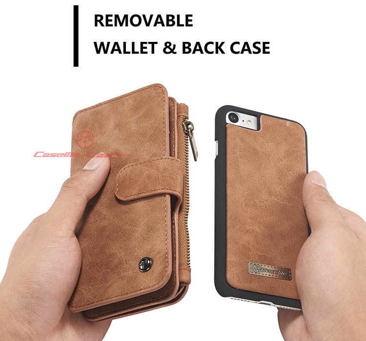 CaseMe iPhone 8 Zipper Wallet Detachable 2 in 1 Flip Case