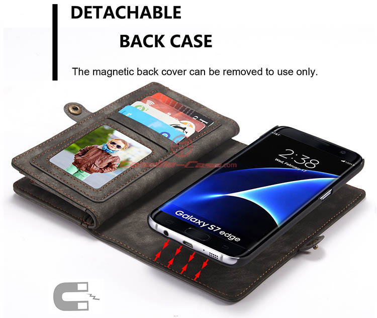 CaseMe Samsung Galaxy S7 Edge Detachable 2 in 1 Zipper Wallet Folio Case