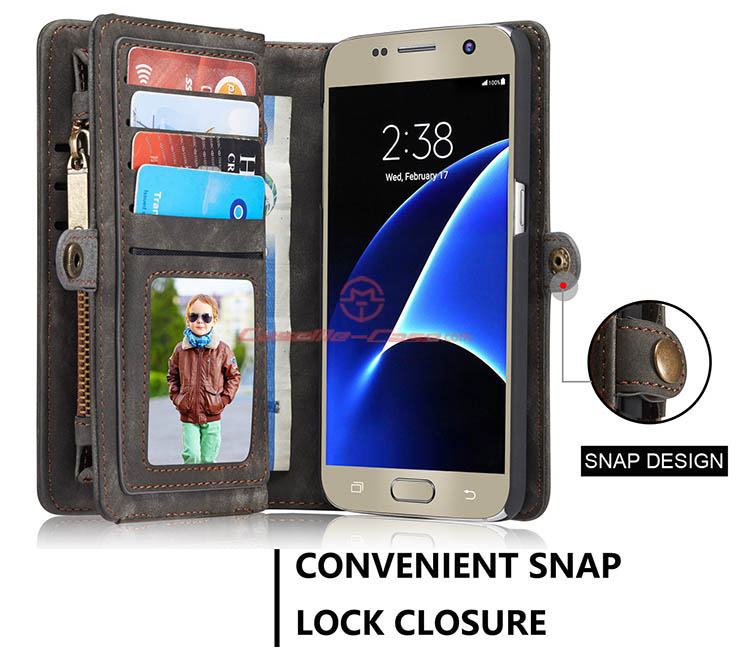 CaseMe Samsung Galaxy S7 Detachable 2 in 1 Zipper Wallet Folio Case