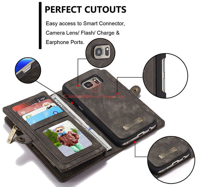 CaseMe Samsung Galaxy S7 Detachable 2 in 1 Zipper Wallet Folio Case