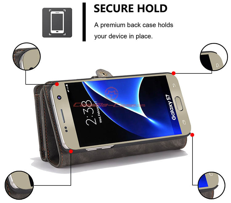 CaseMe Samsung Galaxy S7 Detachable 2 in 1 Zipper Wallet Folio Case