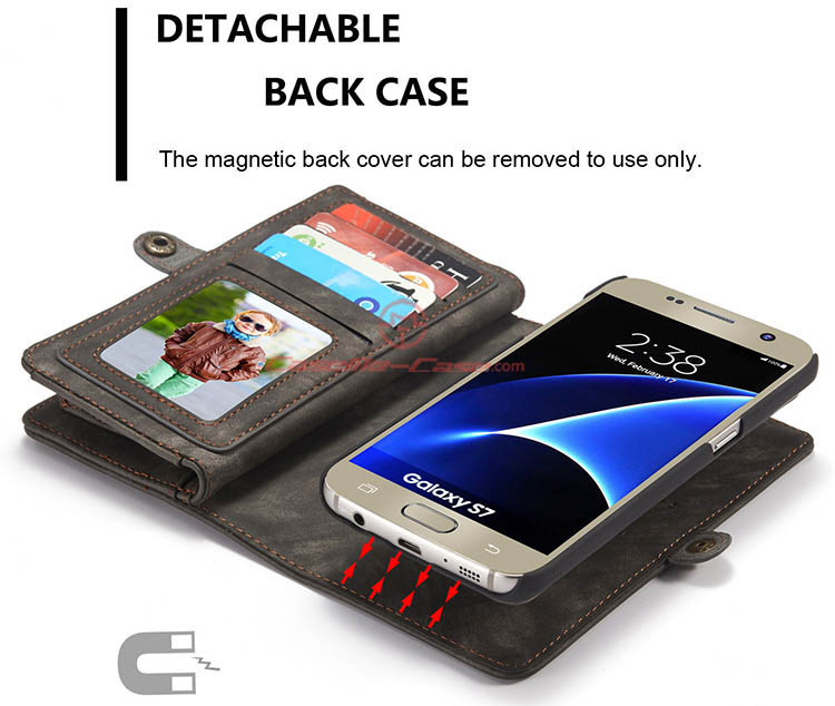 CaseMe Samsung Galaxy S7 Detachable 2 in 1 Zipper Wallet Folio Case