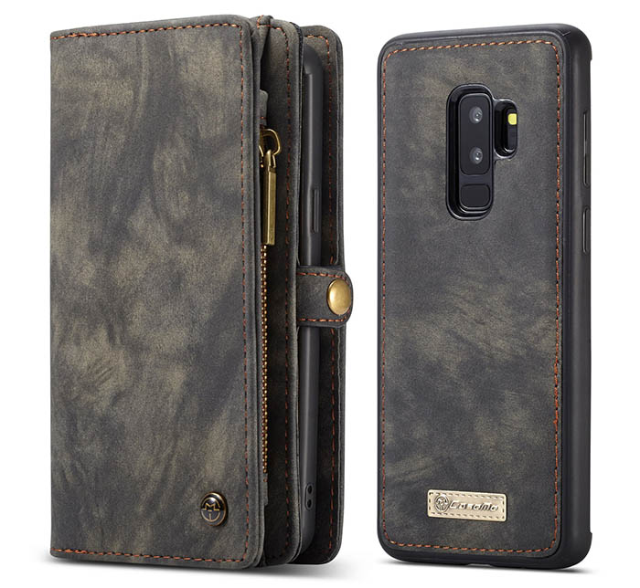 CaseMe Samsung Galaxy S9 Plus Zipper Wallet Magnetic Detachable 2 in 1 Folio Case