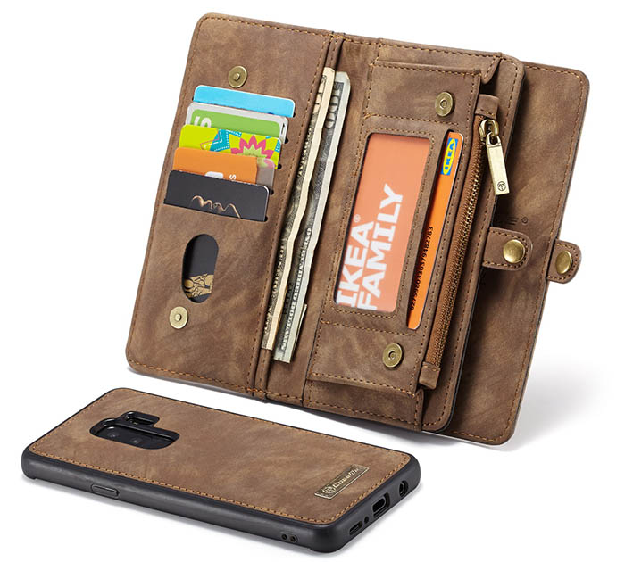CaseMe Samsung Galaxy S9 Plus Zipper Wallet Magnetic Detachable 2 in 1 Folio Case