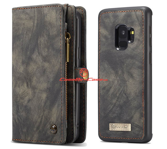 CaseMe Samsung Galaxy S9 Zipper Wallet Magnetic Detachable 2 in 1 Folio Case