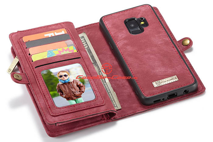 CaseMe Samsung Galaxy S9 Zipper Wallet Magnetic Detachable 2 in 1 Folio Case
