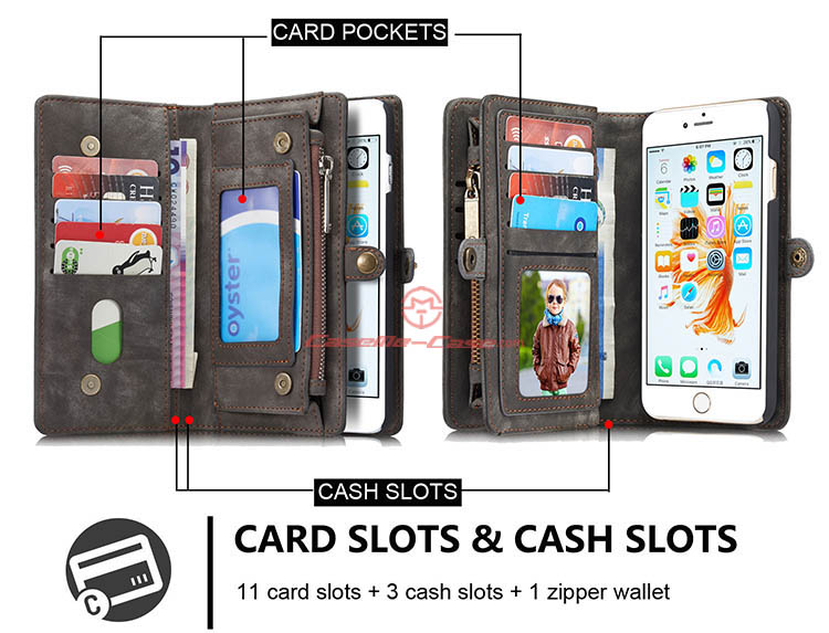 CaseMe iPhone 6 Plus Detachable 2 in 1 Zipper Wallet Folio Case