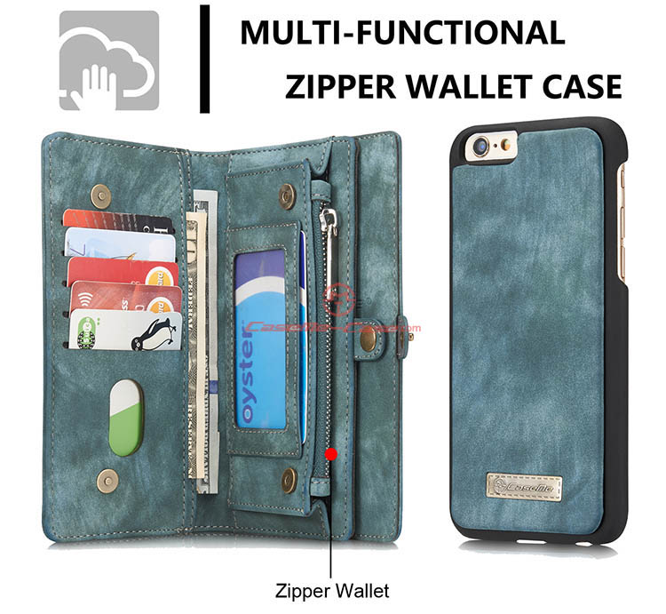 CaseMe iPhone 6 Plus Detachable 2 in 1 Zipper Wallet Folio Case