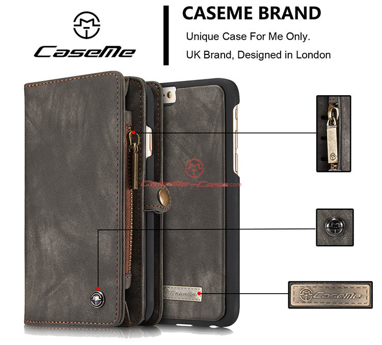 CaseMe iPhone 6s Detachable 2 in 1 Zipper Wallet Folio Case