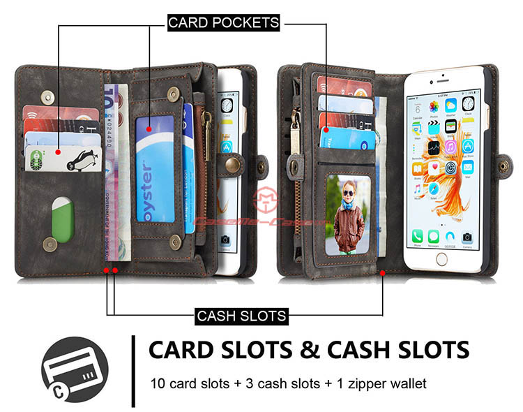 CaseMe iPhone 6 Detachable 2 in 1 Zipper Wallet Folio Case