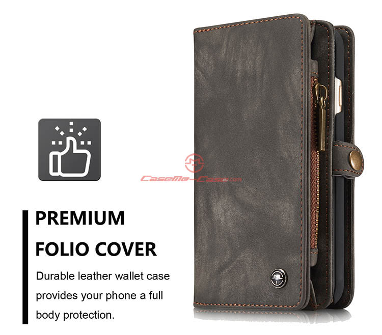 CaseMe iPhone 6 Zipper Wallet Detachable 2 in 1 Folio Case Black