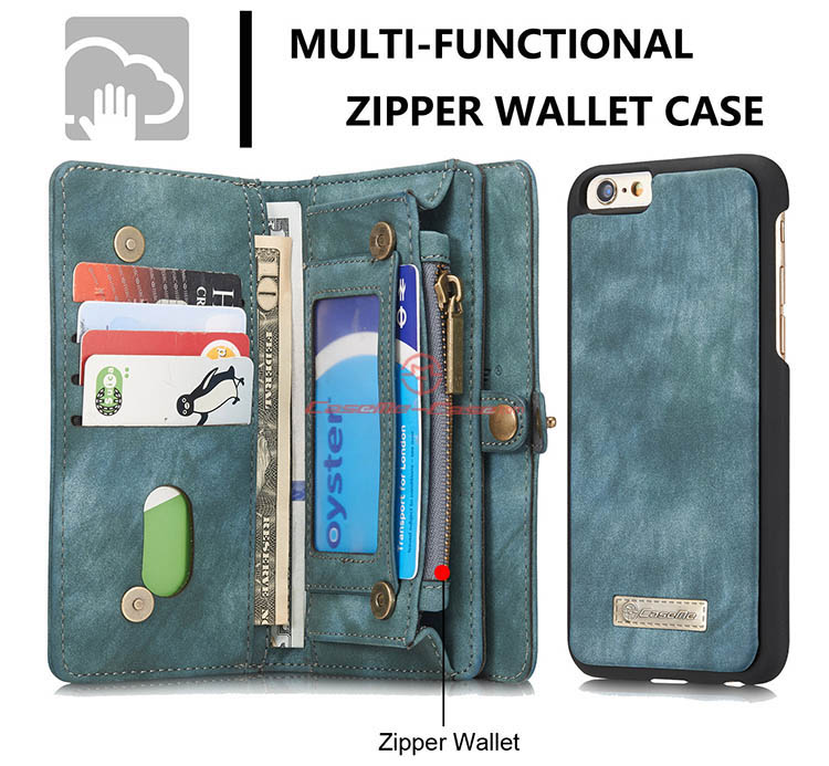 CaseMe iPhone 6 Zipper Wallet Detachable 2 in 1 Folio Case Green