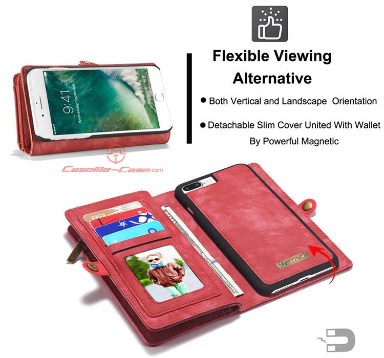CaseMe iPhone 7 Plus Detachable 2 in 1 Zipper Wallet Folio Case
