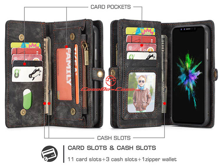 CaseMe iPhone X Detachable Zipper Wallet Magnetic Folio Case