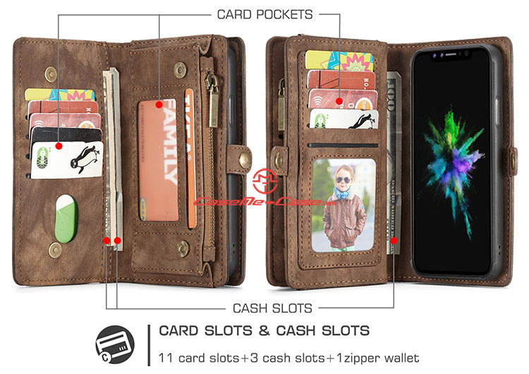 CaseMe iPhone X Detachable Zipper Wallet Magnetic Folio Case