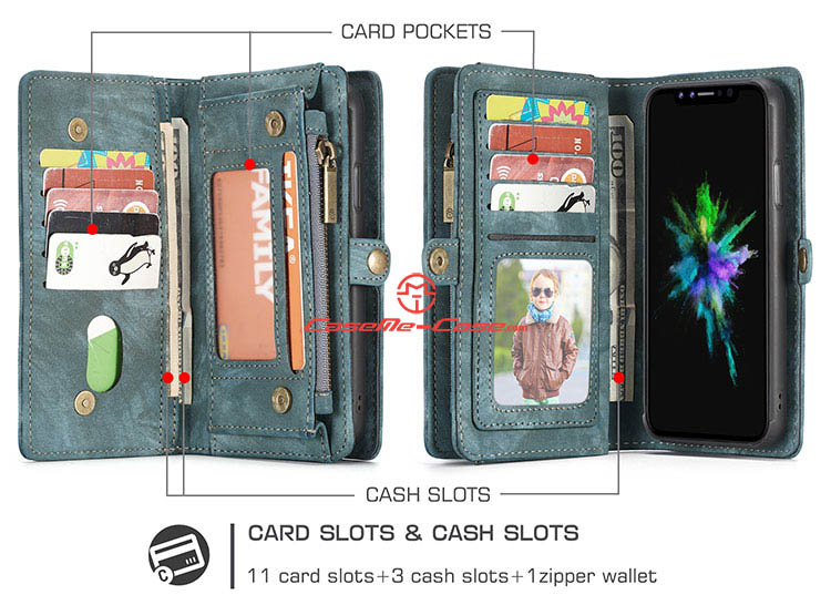 CaseMe iPhone X Detachable Zipper Wallet Magnetic Folio Case
