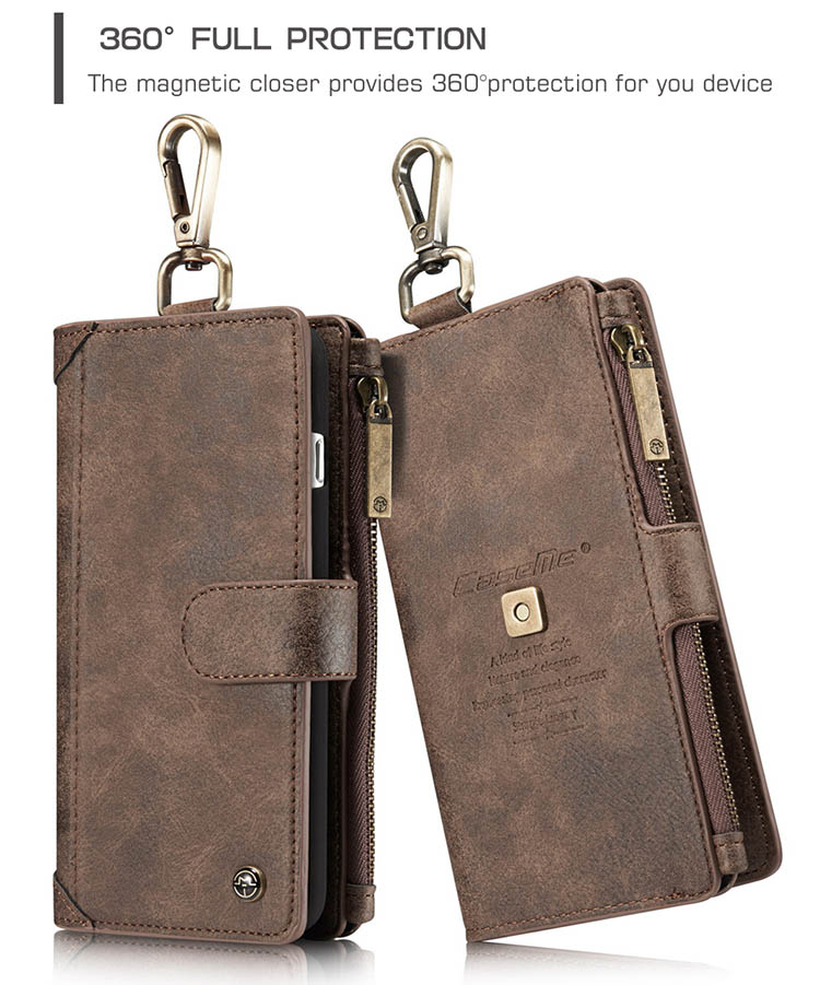 CaseMe iPhone 7 Plus Metal Buckle Zipper Wallet Detachable Folio Case ...