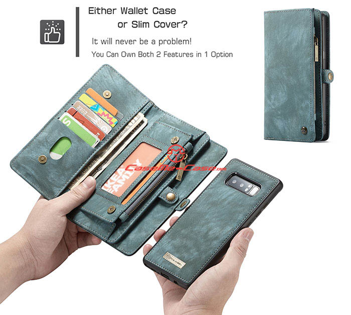 CaseMe Samsung Galaxy Note 8 Zipper Wallet Detachable 2 in 1 Folio Case