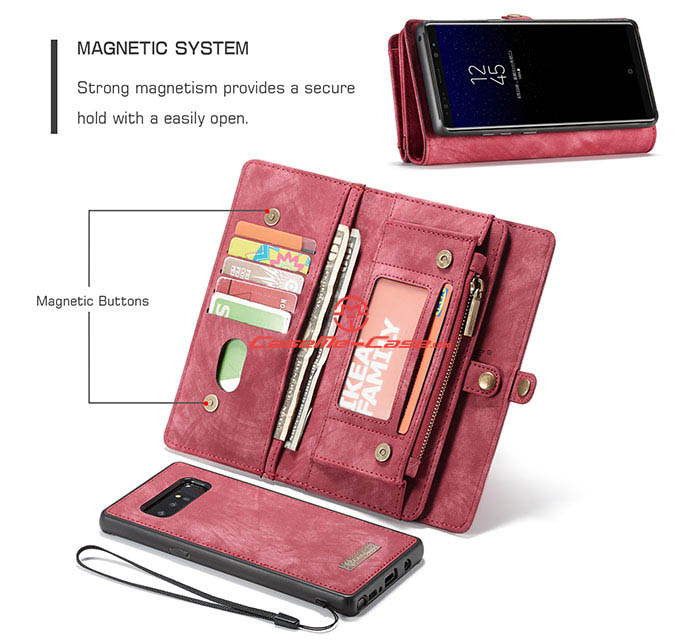 CaseMe Samsung Galaxy Note 8 Zipper Wallet Detachable 2 in 1 Folio Case