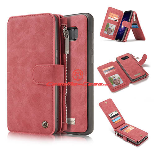 CaseMe Samsung Galaxy S8 Plus Zipper Wallet Detachable 2 in 1 Flip Case Red