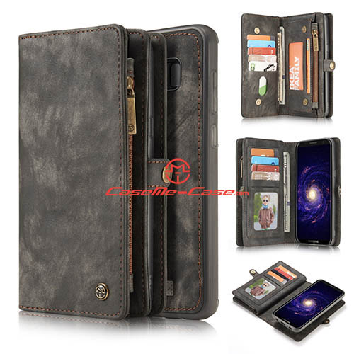 CaseMe Samsung Galaxy S8 Plus Zipper Wallet Detachable 2 in 1 Folio Case Black