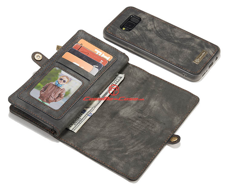 CaseMe Samsung Galaxy S8 Plus Zipper Wallet Detachable 2 in 1 Folio Case Black