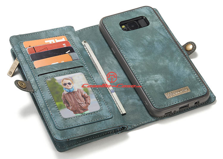 CaseMe Samsung Galaxy S8 Plus Zipper Wallet Detachable 2 in 1 Folio Case Green