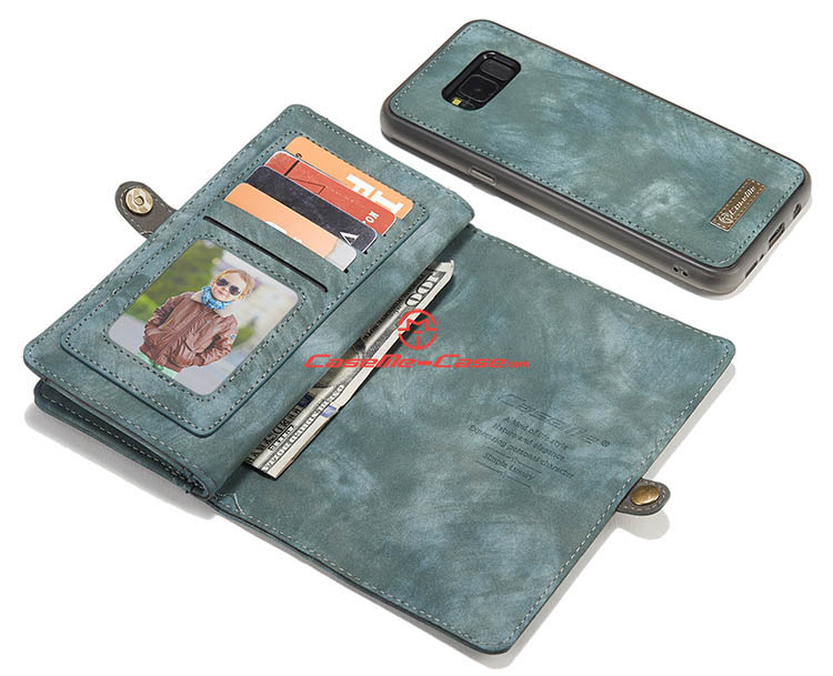 CaseMe Samsung Galaxy S8 Zipper Wallet Detachable 2 in 1 Folio Case Green