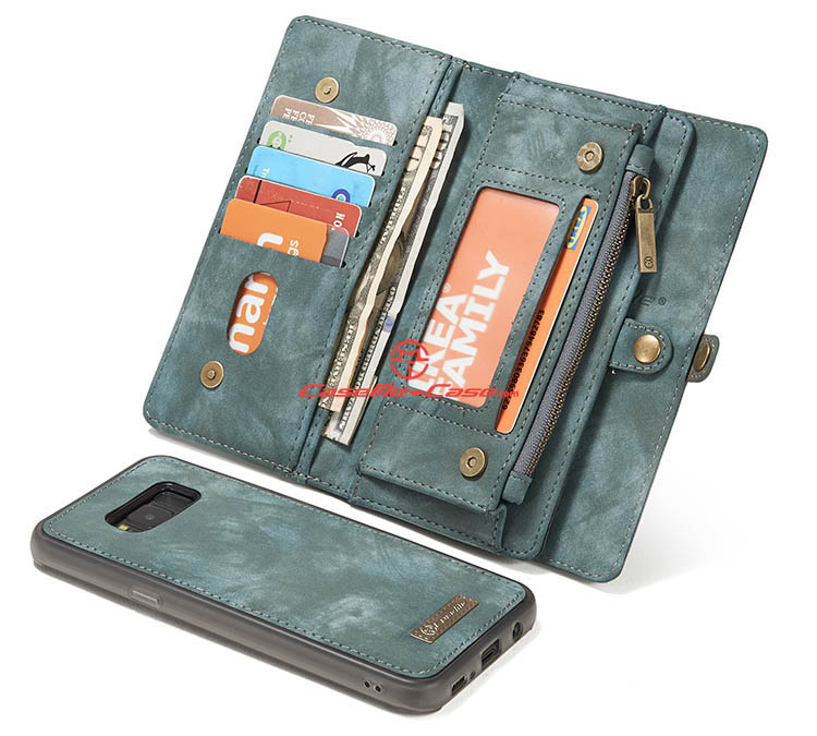 CaseMe Samsung Galaxy S8 Plus Zipper Wallet Detachable 2 in 1 Folio Case Green